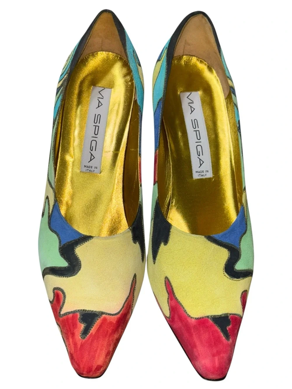 Via Spiga Vintage Italy Hand Painted Suede Pointed Toe Stiletto Pumps 9.5B